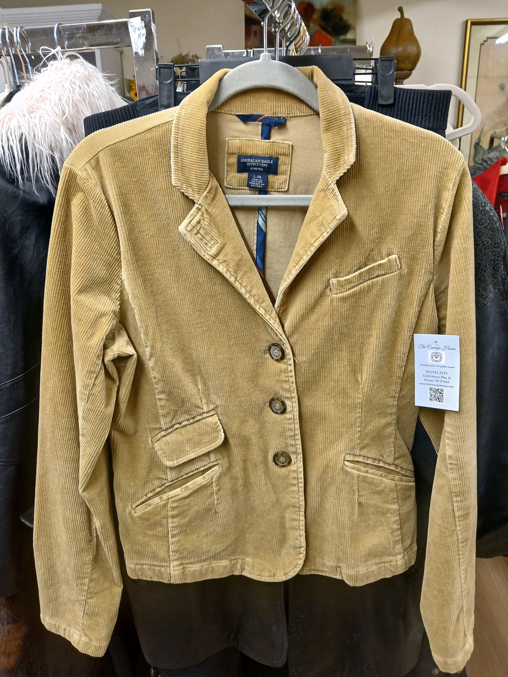 American Eagle Outfitters Women's Corduroy Blazer Jacket - Tan
